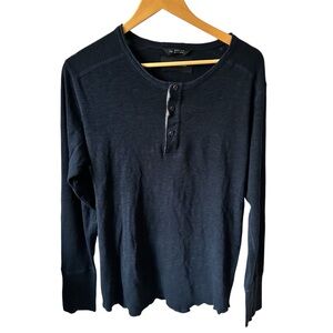 wings + horns Cotton Slub Henley Shirt Blue‎ Size Large